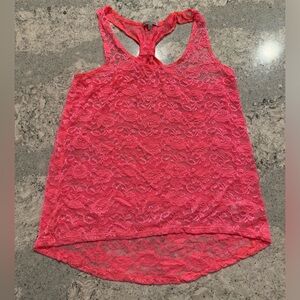 NWOT Neon Pink Lace Racerback Tank